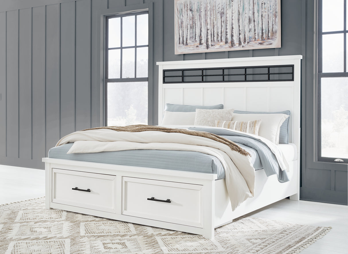Furniture City Biloxi - Ashley Furniture - Ashbryn Bedroom - California King Panel Storage Bed / White/Natural - B844B5