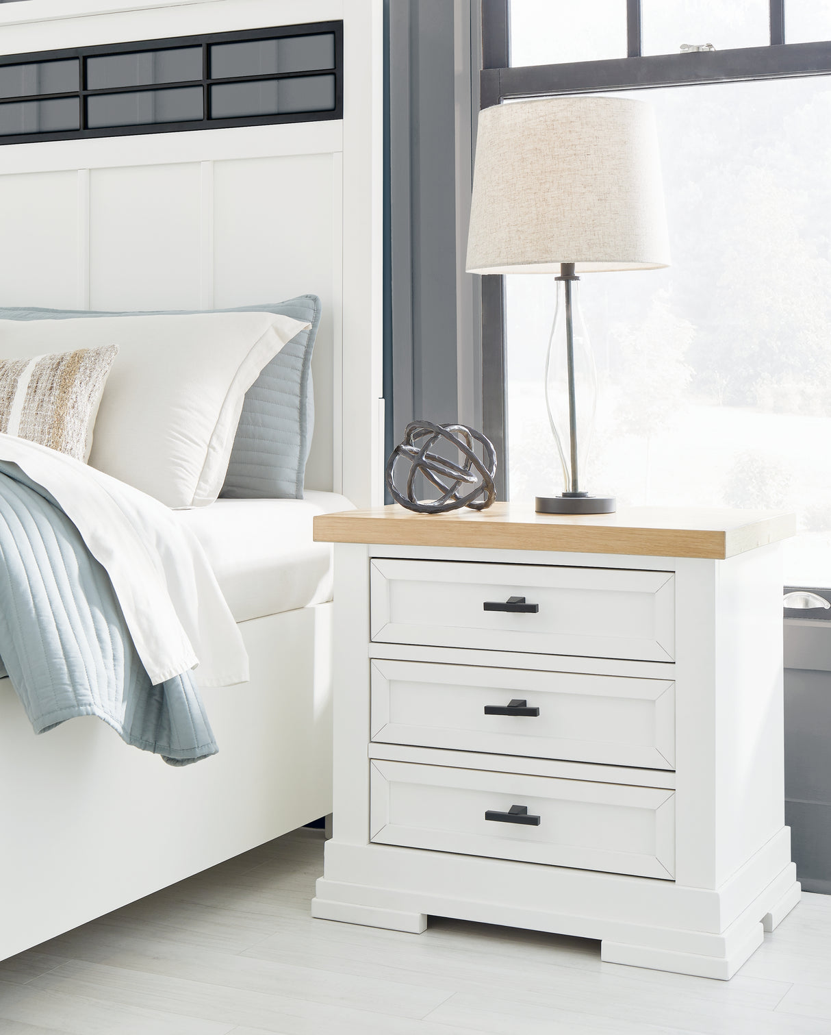 Furniture City Biloxi - Ashley Furniture - Ashbryn Bedroom - Three Drawer Night Stand / White/Natural - B844-93