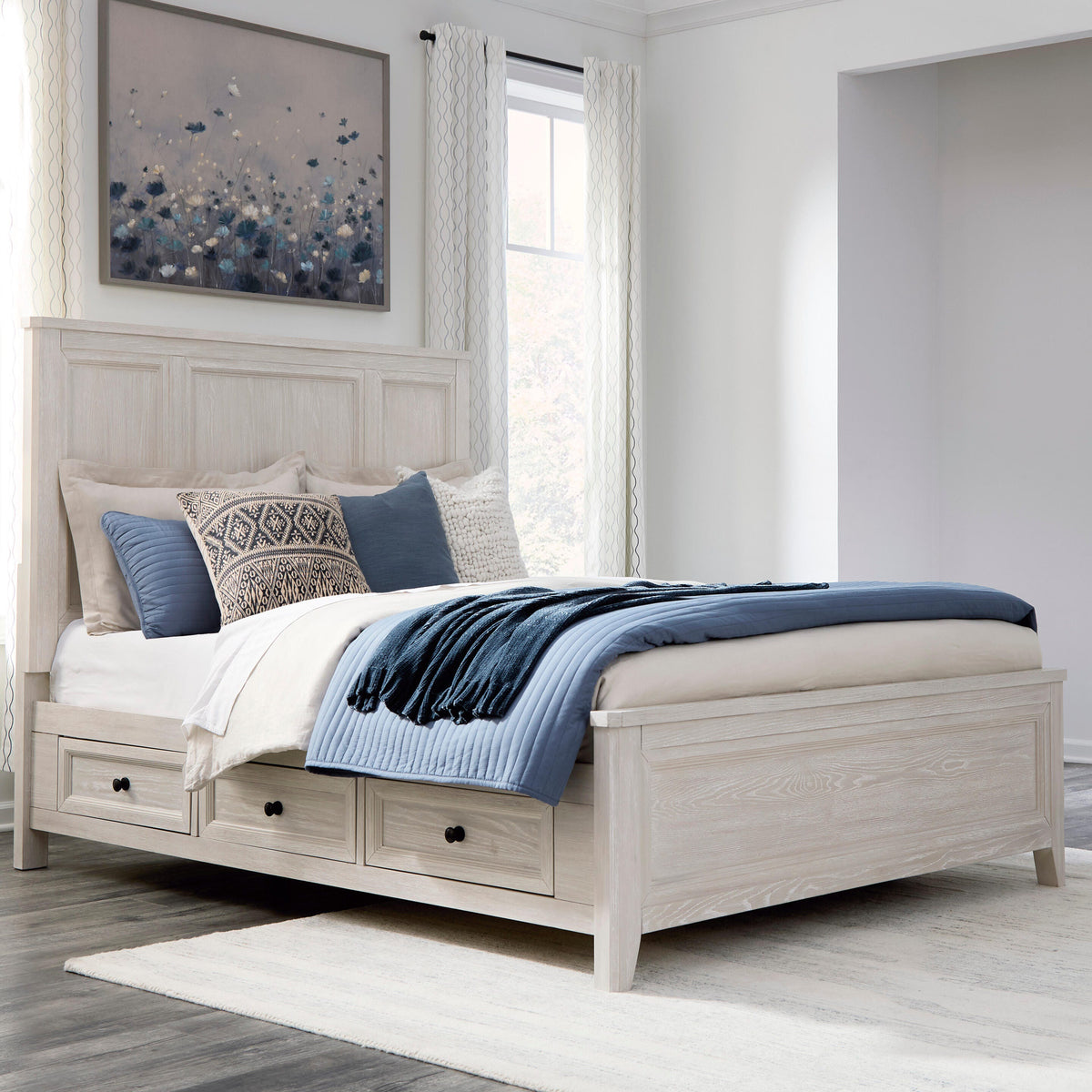 Furniture City Biloxi - Ashley Furniture - Darbonton Bedroom - Queen Panel Storage Bed / Dove White - PCB853B2