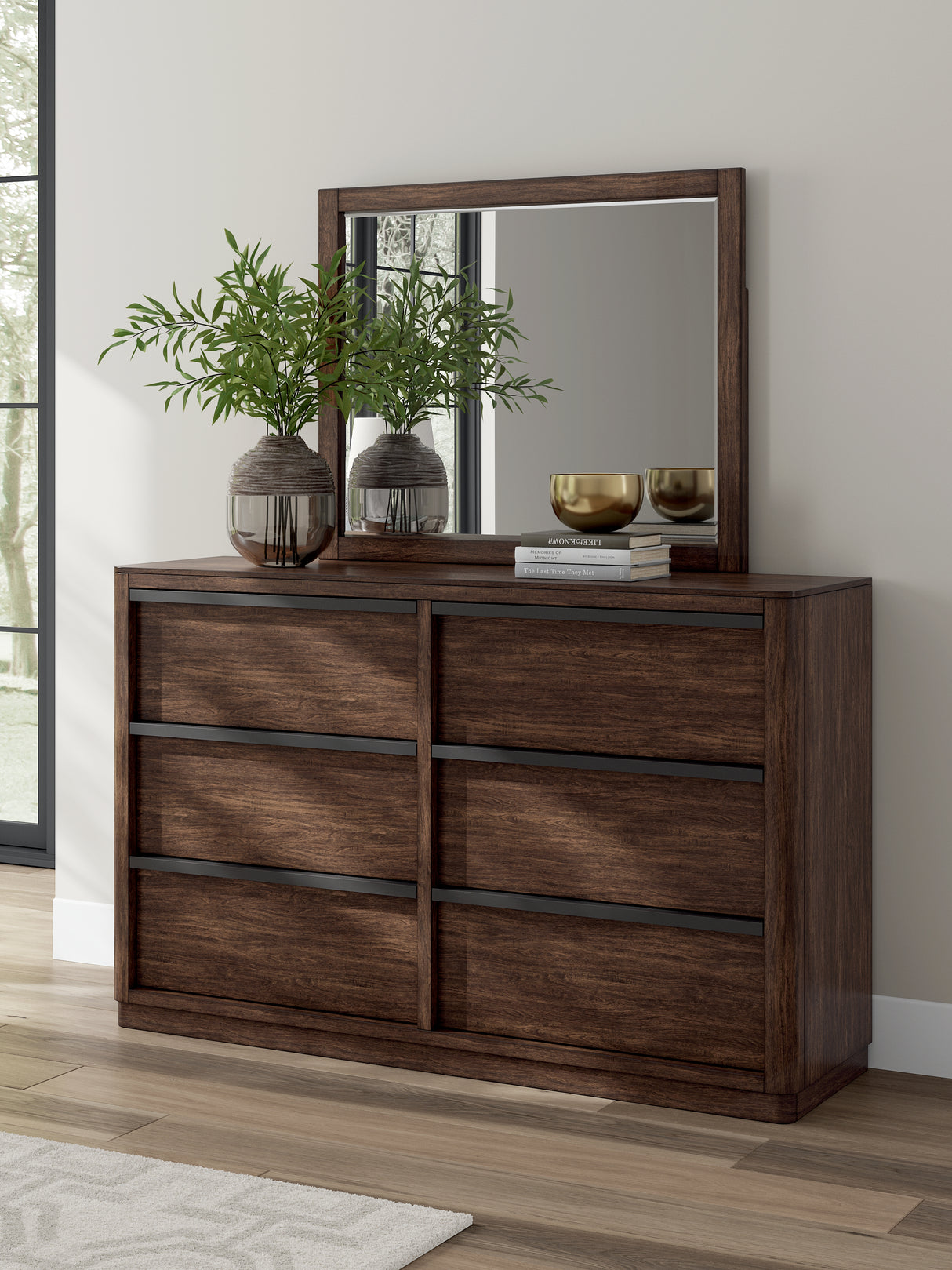 Furniture City Biloxi - Ashley Furniture - Dilenno Bedroom - Dresser and Mirror / Dark Brown - PCB857B1