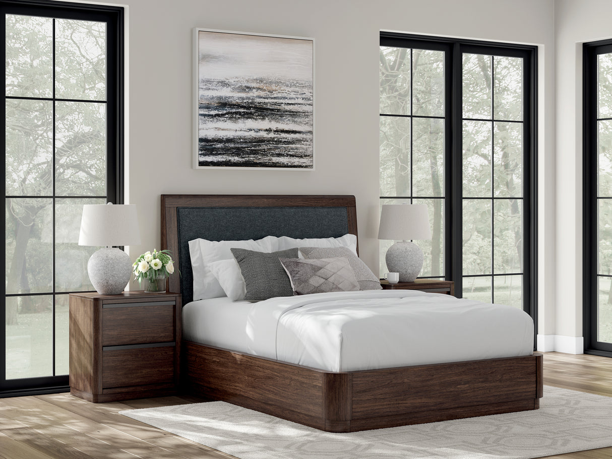Furniture City Biloxi - Ashley Furniture - Dilenno Bedroom - Queen Upholstered Panel Bed / Dark Brown - PCB857B4