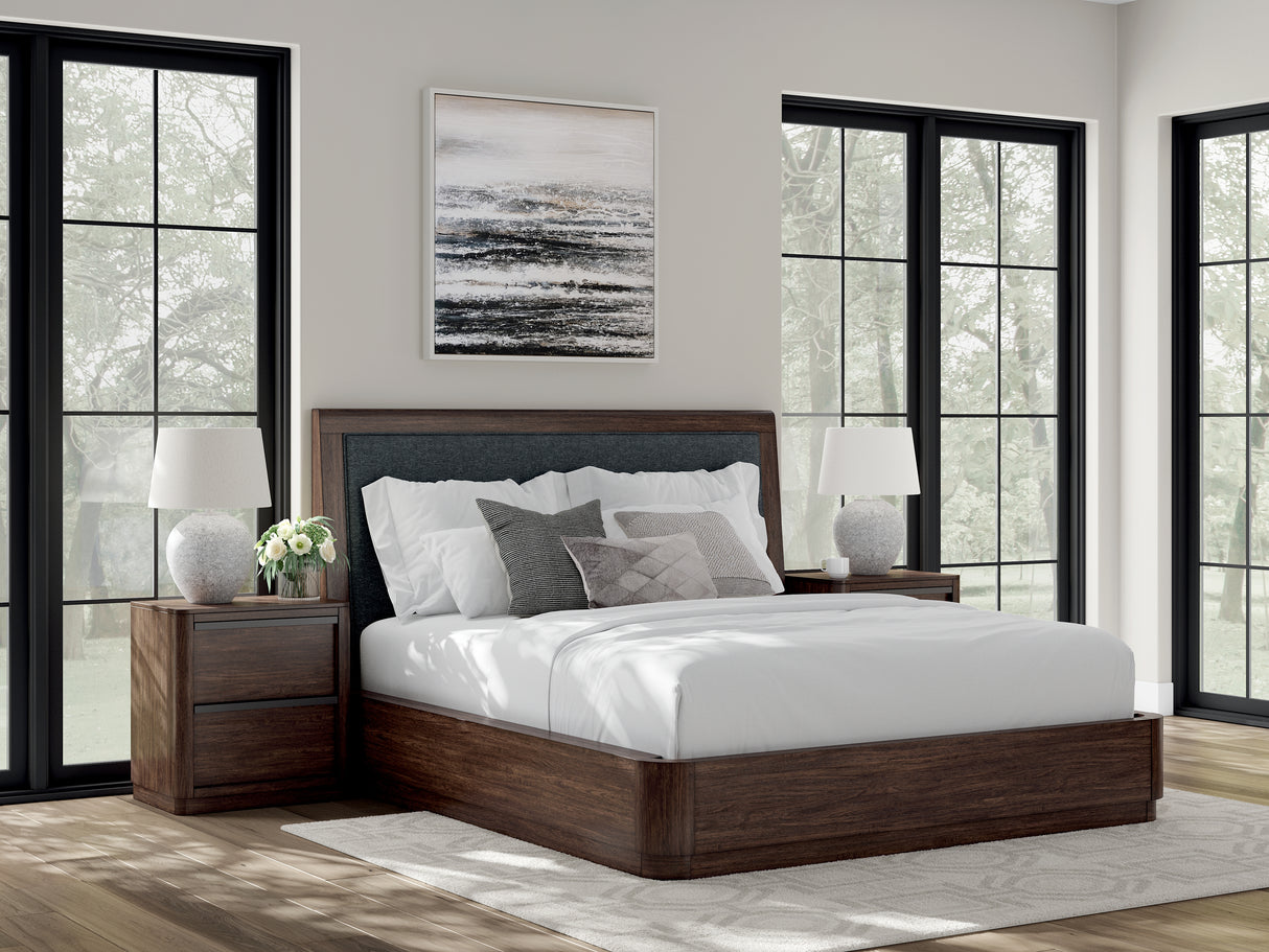Furniture City Biloxi - Ashley Furniture - Dilenno Bedroom - California King Upholstered Panel Bed / Dark Brown - PCB857B9