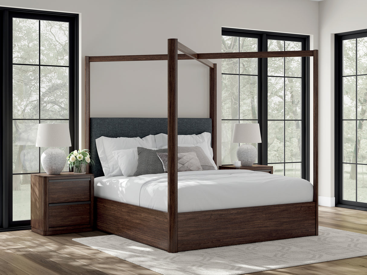 Furniture City Biloxi - Ashley Furniture - Dilenno Bedroom - King Canopy Bed / Dark Brown - PCB857B6