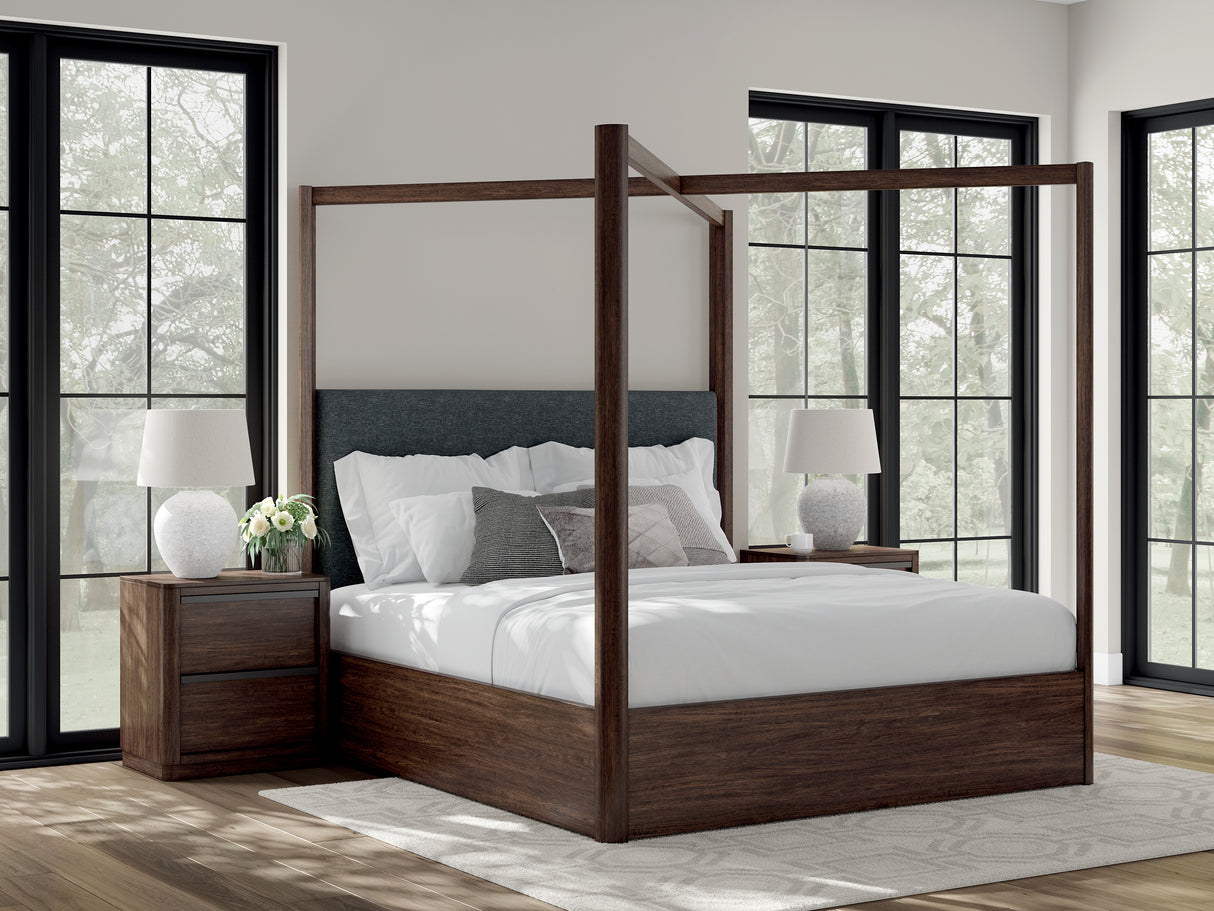 Furniture City Biloxi - Ashley Furniture - Dilenno Bedroom - California King Canopy Bed / Dark Brown - PCB857B7
