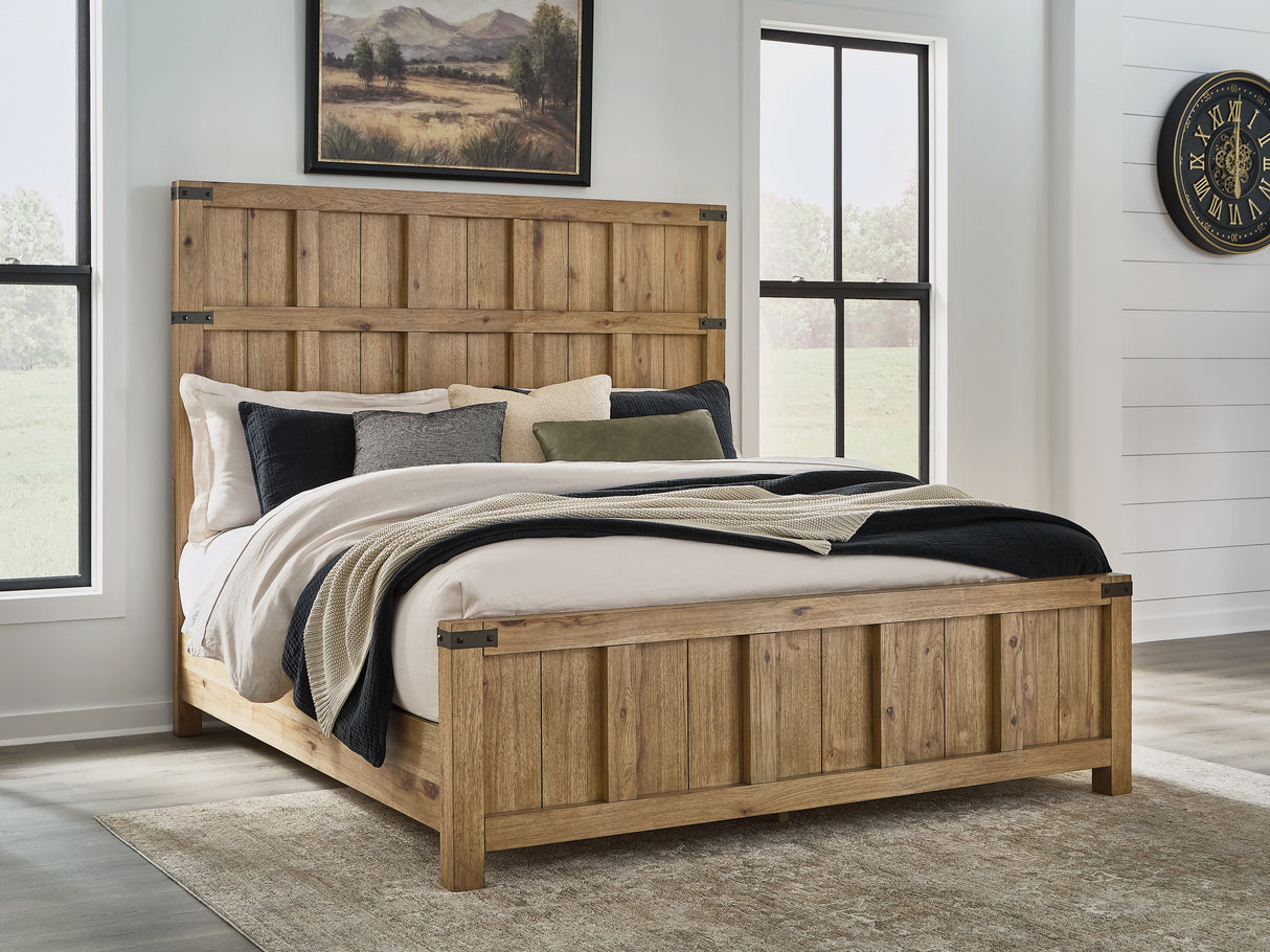 Furniture City Biloxi - Ashley Furniture - Ridgester Bedroom - King Panel Bed / Light Brown - B858B6