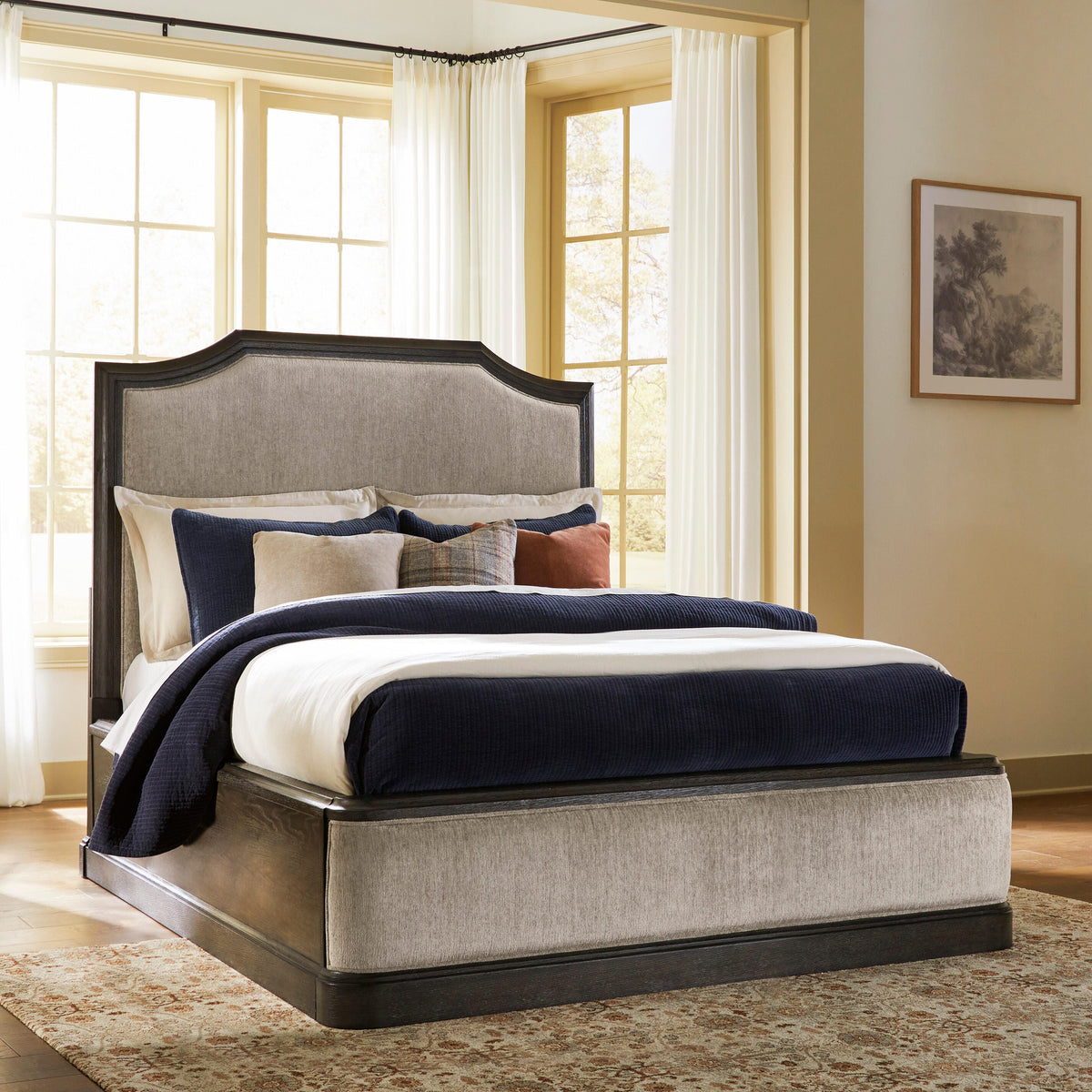 Furniture City Biloxi - Ashley Furniture - Wickenger Bedroom - Queen Upholstered Panel Bed / Dark Brown - PCB889B2