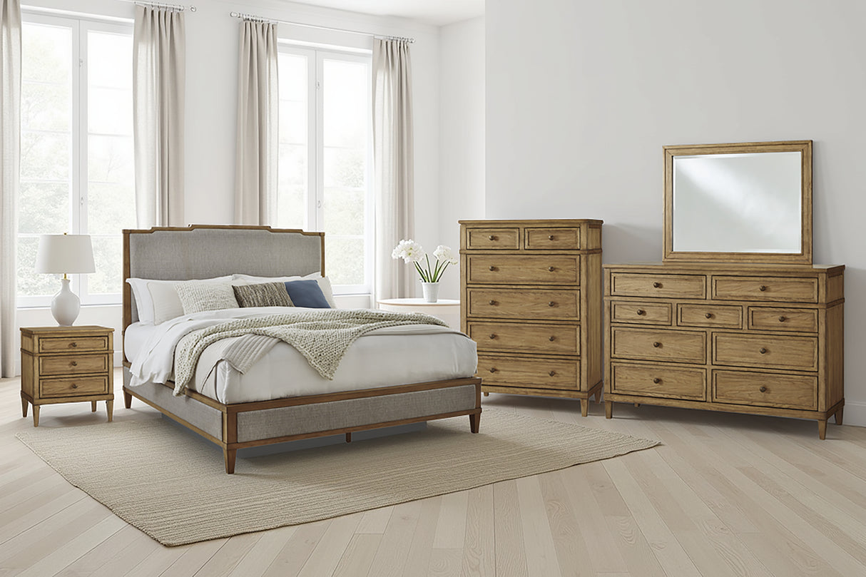 Furniture City Biloxi - Ashley Furniture - Sharlance Bedroom - Queen Upholstered Panel Bed / Green/Brown - B895B2