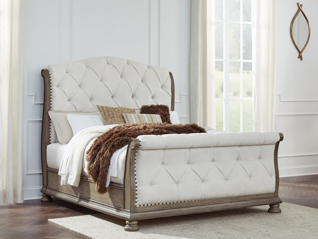 Furniture City Biloxi - Ashley Furniture - Ardenfield Bedroom - Queen Upholstered Sleigh Bed / Light Brown - B944B2