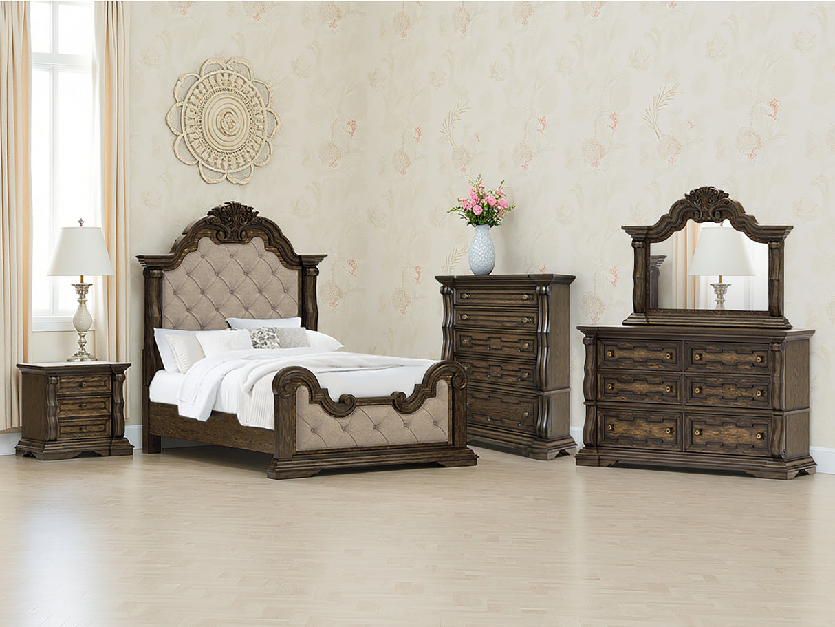 Furniture City Biloxi - Ashley Furniture - Maylee Bedroom - Queen Upholstered Bed / Dark Brown - B947B2