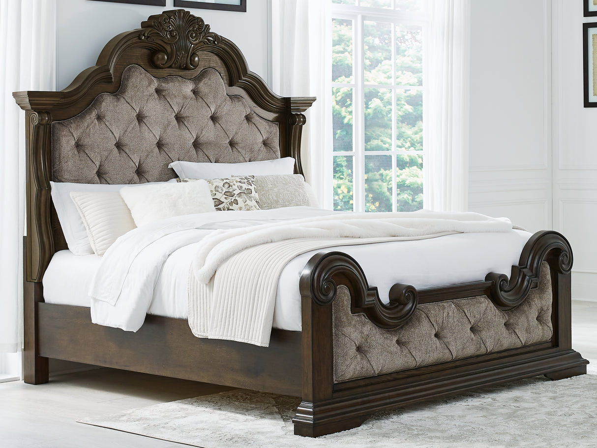 Furniture City Biloxi - Ashley Furniture - Maylee Bedroom - California King Upholstered Bed / Dark Brown - B947B5