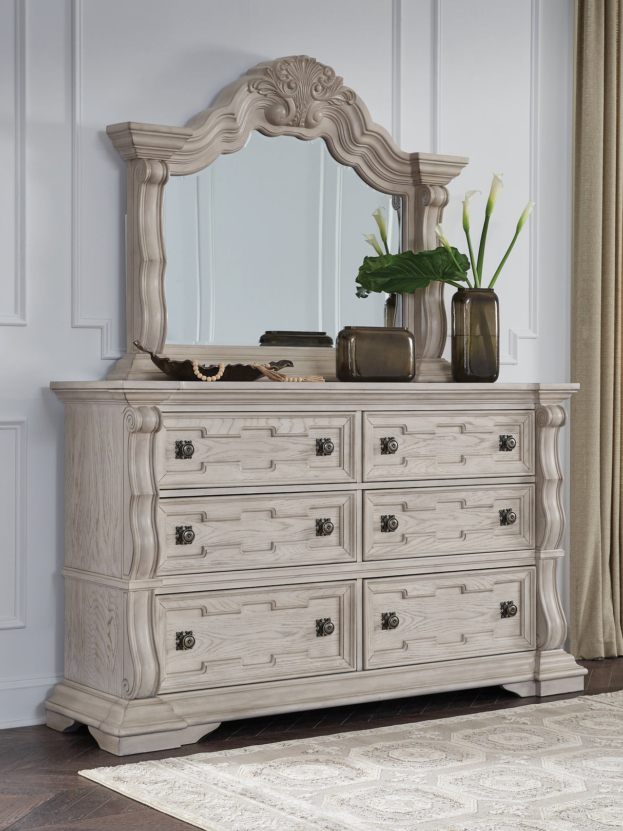 Furniture City Biloxi - Ashley Furniture - Bruchandi Bedroom - Dresser and Mirror / Antique White - PCB948B1