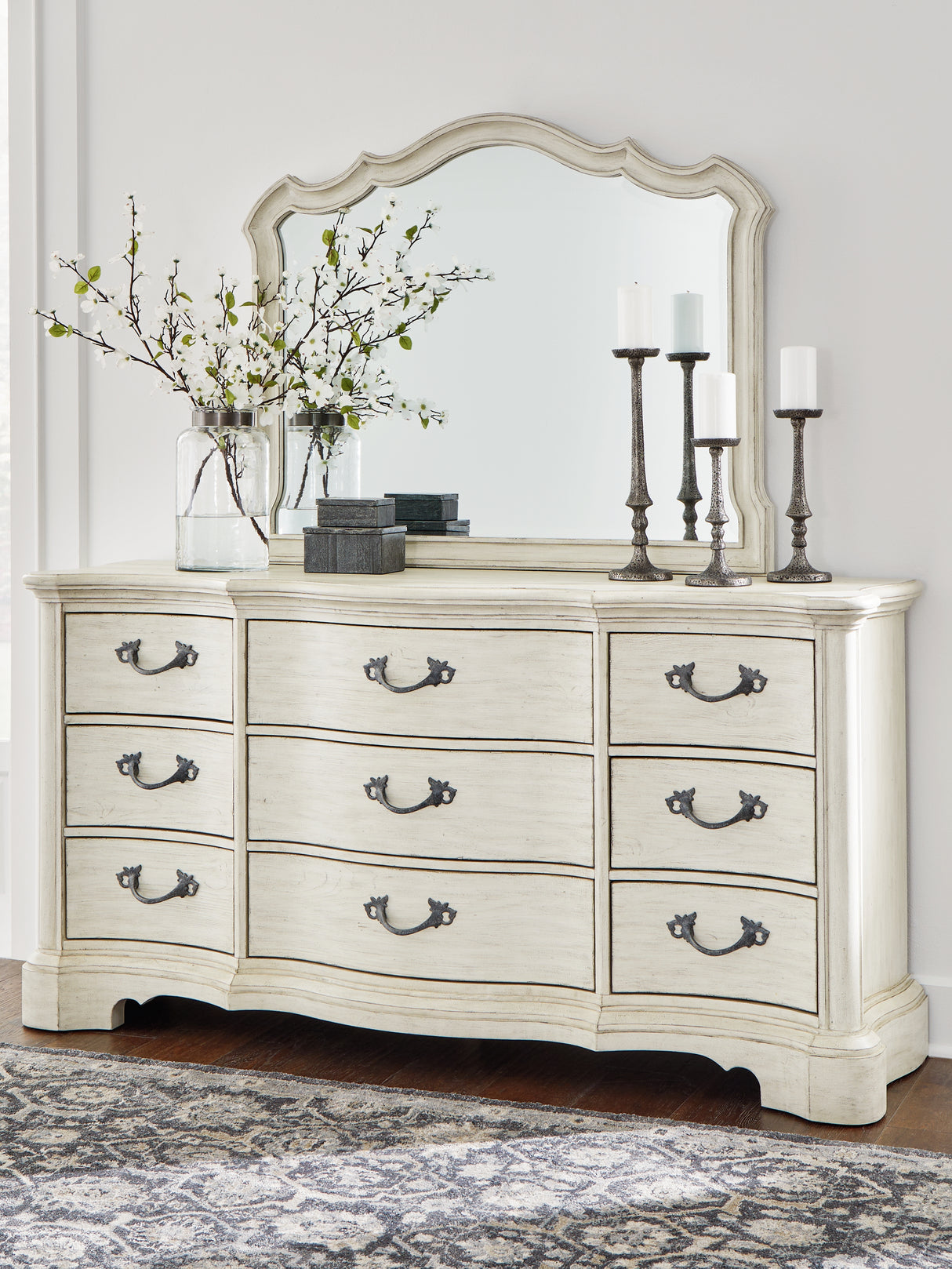 Furniture City Biloxi - Ashley Furniture - Arlendyne Bedroom - Dresser and Mirror / Antique White - B980B1