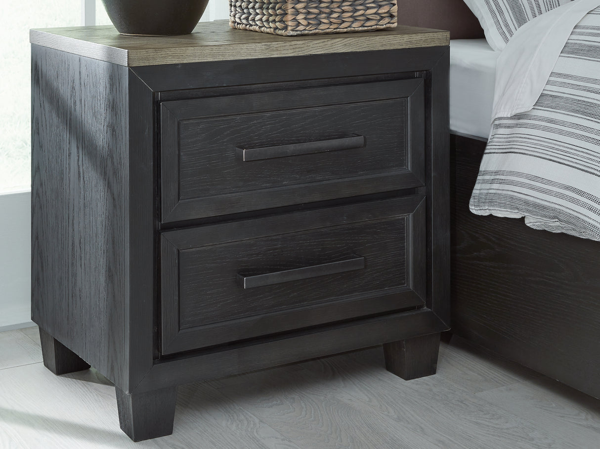 Furniture City Biloxi - Ashley Furniture - Foyland Bedroom - Two Drawer Night Stand / Black/Brown - B989-92