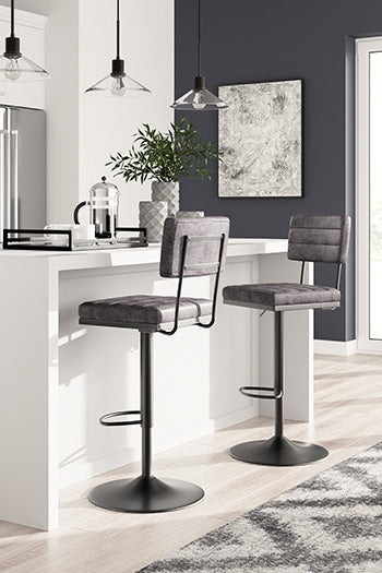 Furniture City Biloxi - Ashley Furniture - Strumford Dining Room - Bar Height Bar Stool (Set of 2) / Gray/Black - D119-630X2