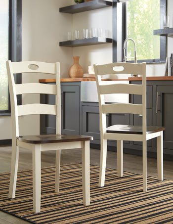Furniture City Biloxi - Ashley Furniture - Woodanville Dining Room - Dining Chair (Set of 2) / Cream/Brown - D335-01X2