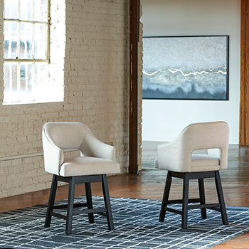 Furniture City Biloxi - Ashley Furniture - Tallenger Dining Room - Counter Height Bar Stool (Set of 2) / Linen/Brown - D380-724X2