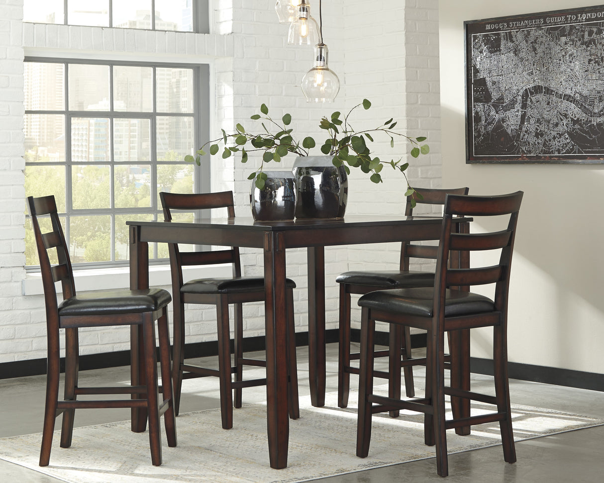 Furniture City Biloxi - Ashley Furniture - Coviar Dining Room - DRM Counter Table Set (5/CN) / Brown - D385-223