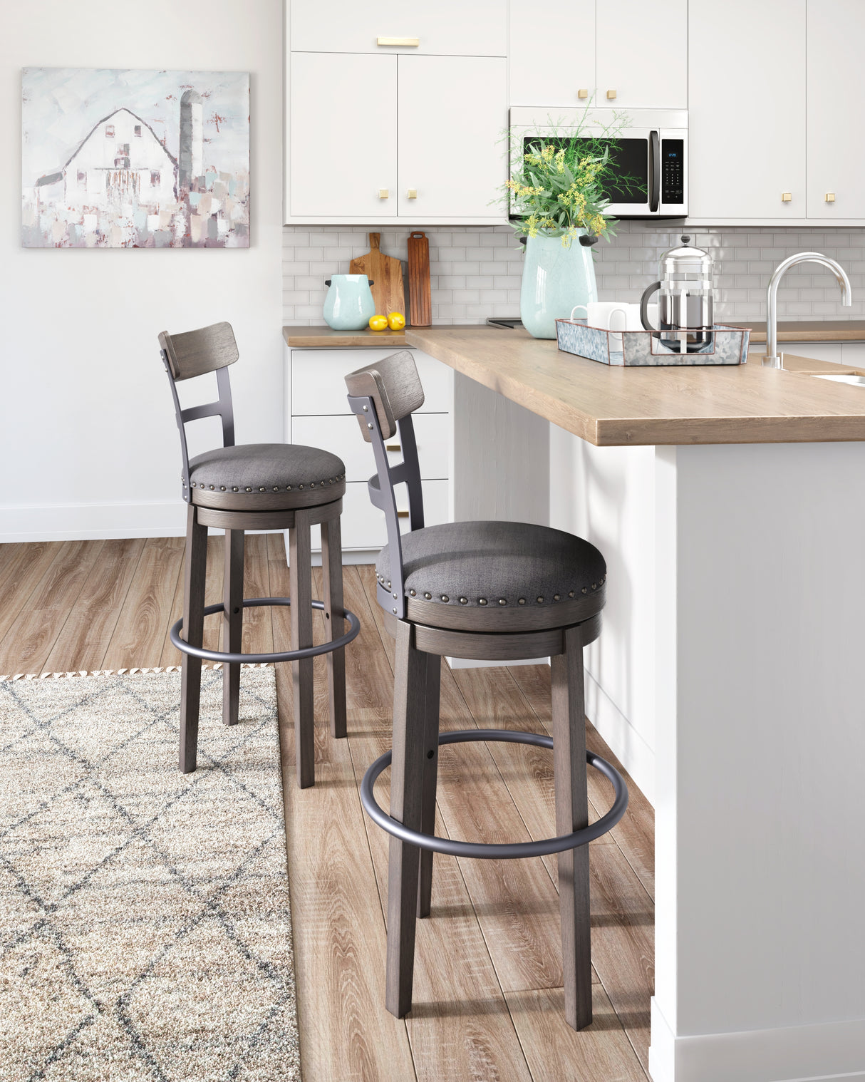 Furniture City Biloxi - Ashley Furniture - Caitbrook Dining Room - Tall UPH Swivel Barstool(1/CN) / Gray - D388-230