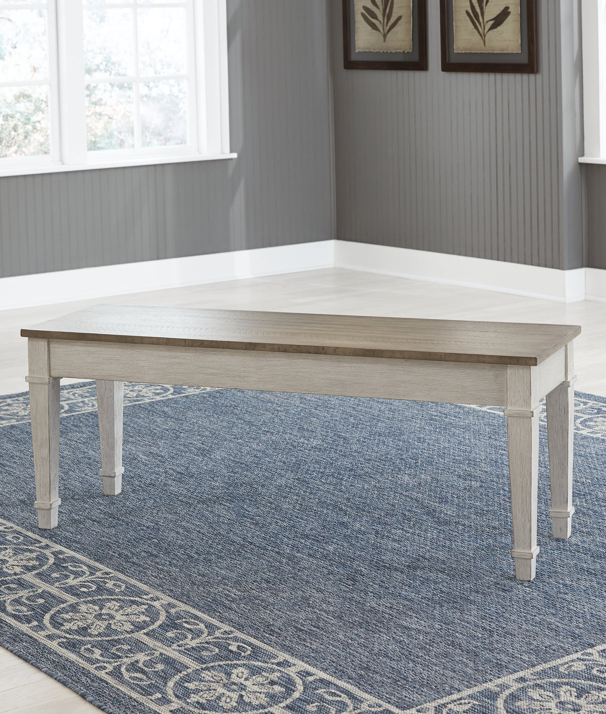 Furniture City Biloxi - Ashley Furniture - Skempton Dining Room - Storage Bench / White/Light Brown - D394-00