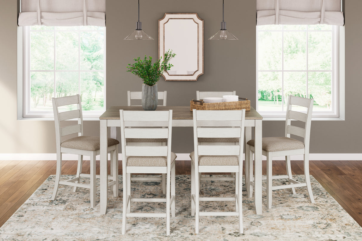 Furniture City Biloxi - Ashley Furniture - Skempton Dining Room - RECT DRM Counter TBL Set(7/CN) / White/Light Brown - D394-423