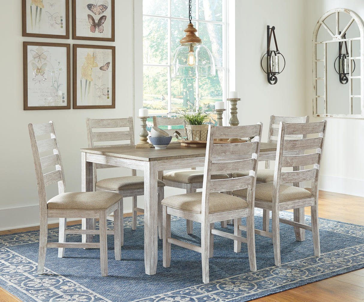Furniture City Biloxi - Ashley Furniture - Skempton Dining Room - RECT DRM Counter TBL Set(7/CN) / White/Light Brown - D394-423