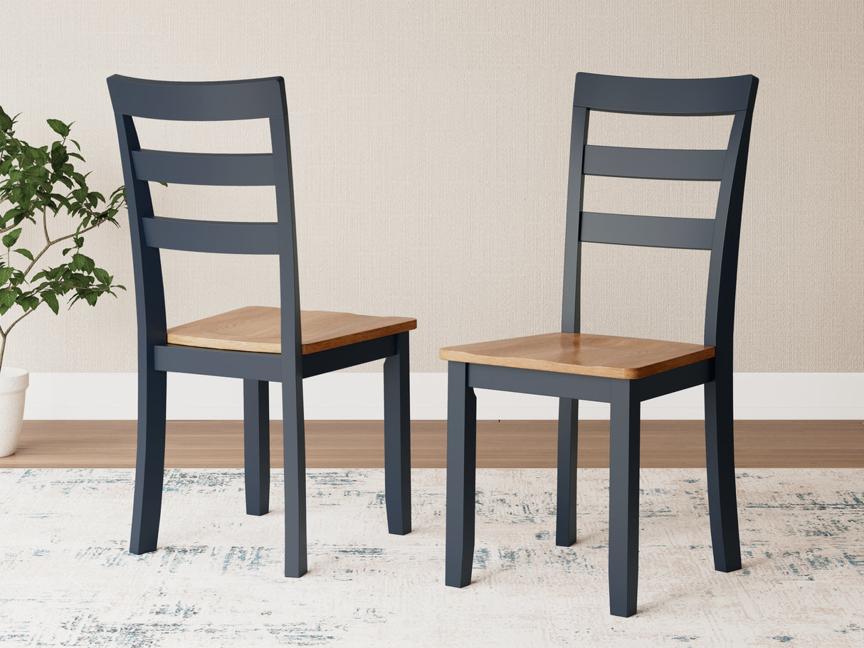 Furniture City Biloxi - Ashley Furniture - Gesthaven Dining Room - Dining Chair (Set of 2) / Natural/Blue - D399-01X2