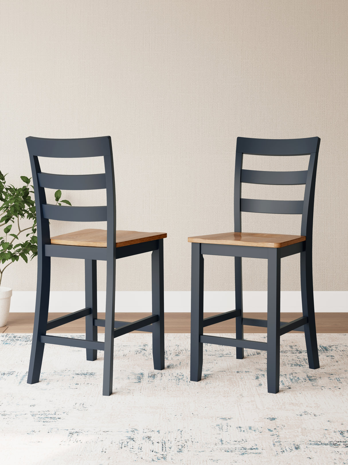 Furniture City Biloxi - Ashley Furniture - Gesthaven Dining Room - Counter Height Barstool (Set of 2) / Natural/Blue - D399-124X2