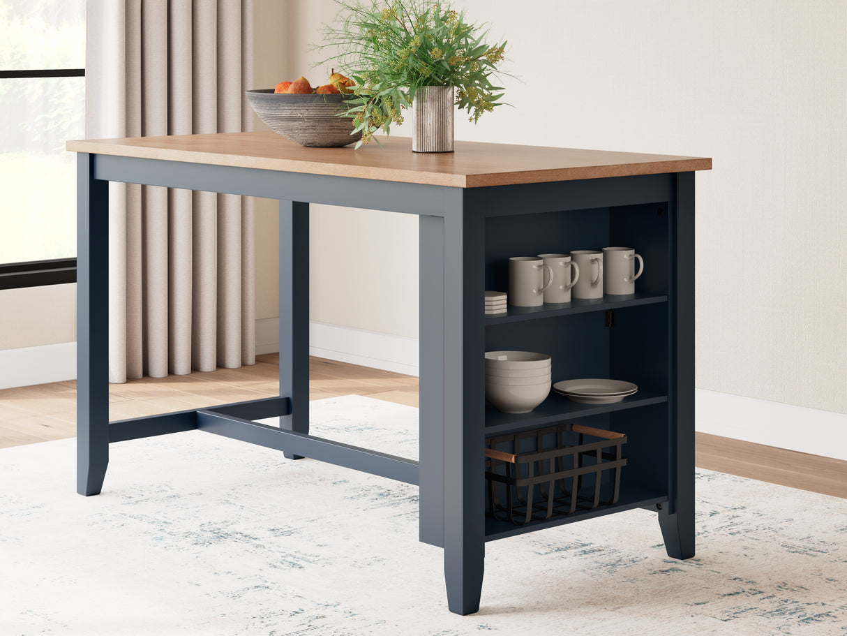 Furniture City Biloxi - Ashley Furniture - Gesthaven Dining Room - RECT Dining Room Counter Table / Natural/Blue - D399-13