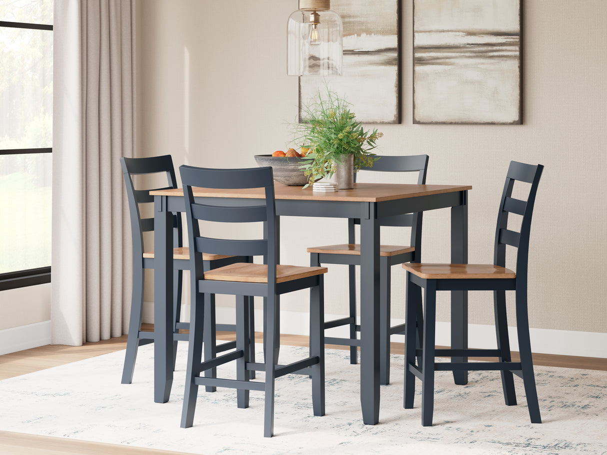 Furniture City Biloxi - Ashley Furniture - Gesthaven Dining Room - DRM Counter Table Set (5/CN) / Natural/Blue - D399-223