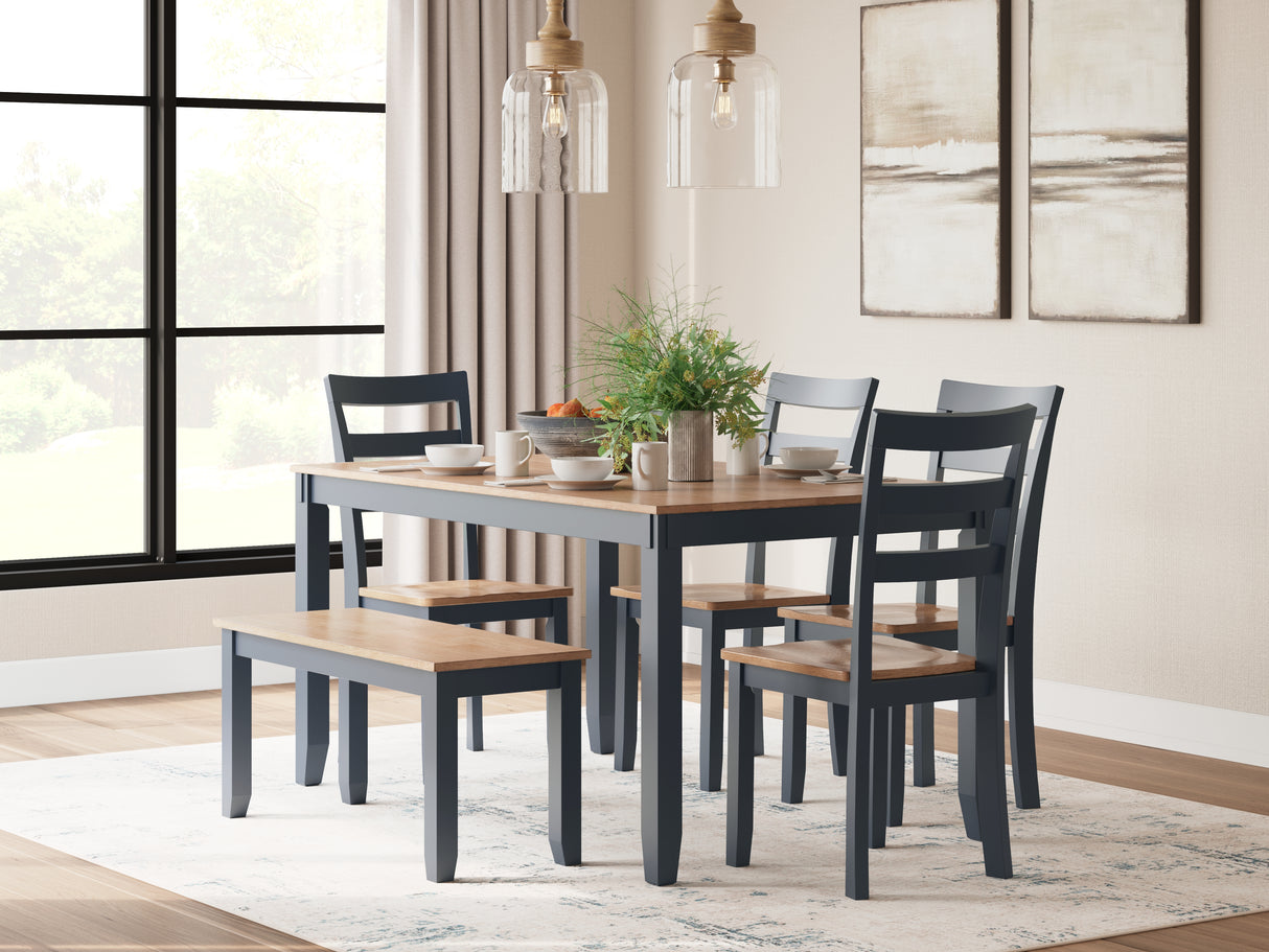 Furniture City Biloxi - Ashley Furniture - Gesthaven Dining Room - Dining Room Table Set (6/CN) / Natural/Blue - D399-325
