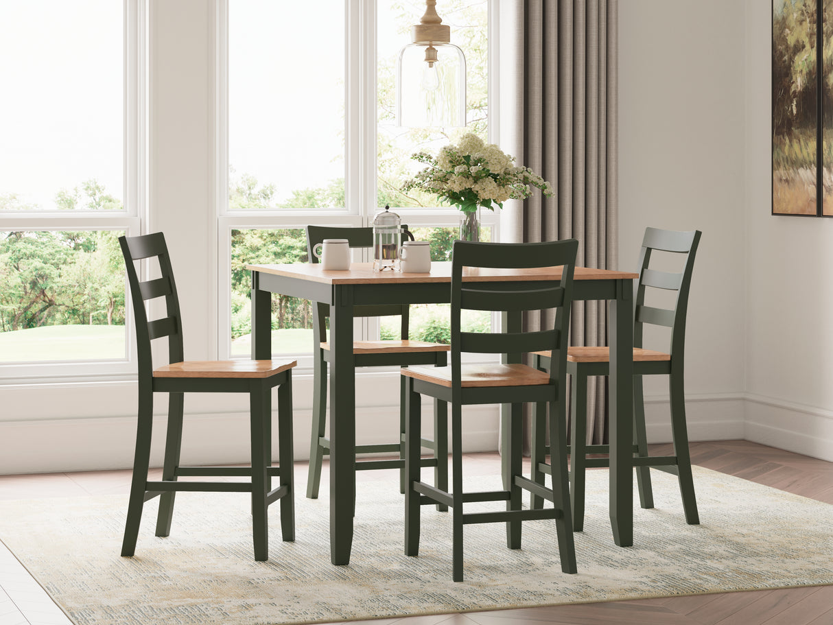 Furniture City Biloxi - Ashley Furniture - Gesthaven Dining Room - DRM Counter Table Set (5/CN) / Natural/Green - D401-223