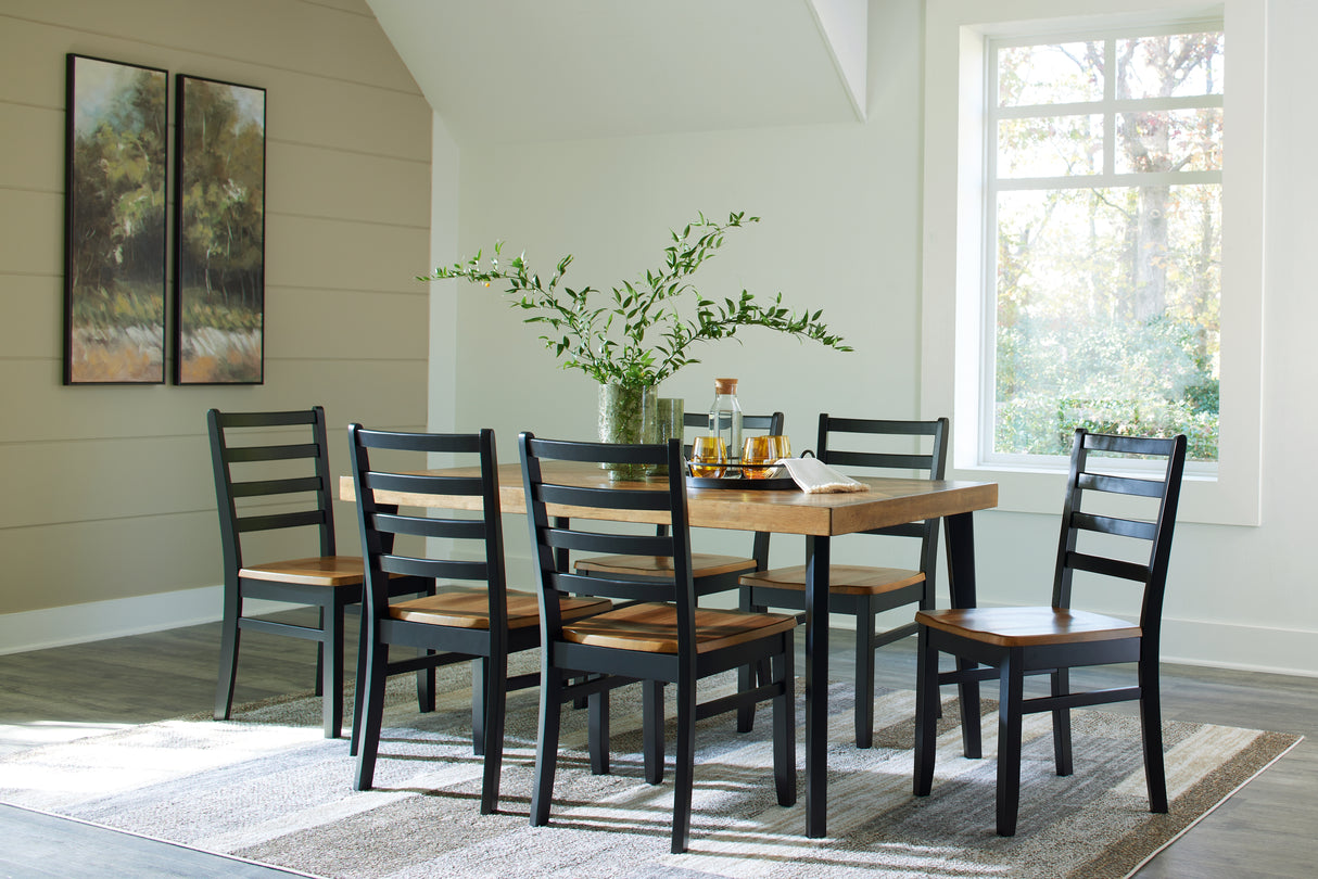Furniture City Biloxi - Ashley Furniture - Blondon Dining Room - RECT DRM Table Set (7/CN) / Brown/Black - D413-425