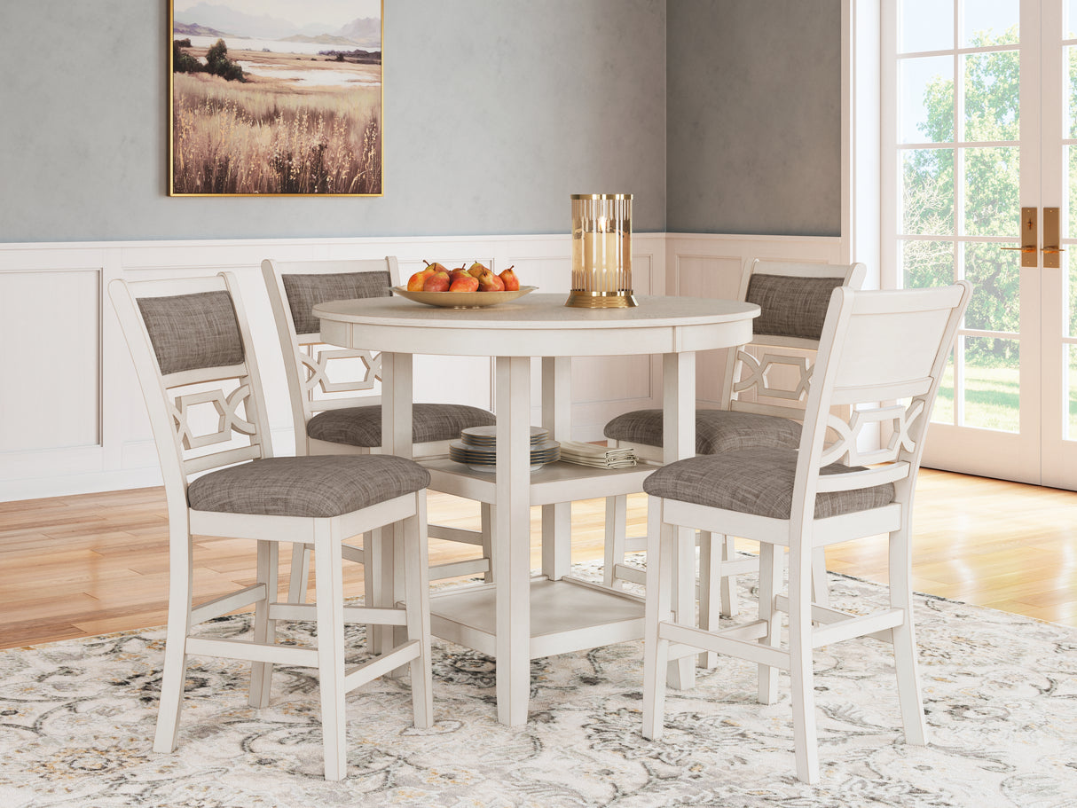 Furniture City Biloxi - Ashley Furniture - Erinberg Dining Room - DRM Counter Table Set (5/CN) / Antique White - D423-223