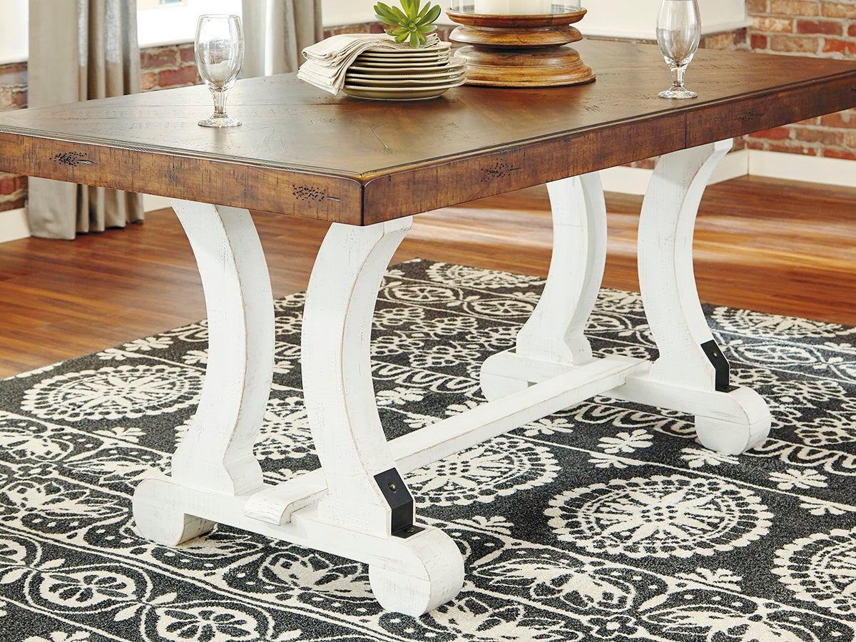 Furniture City Biloxi - Ashley Furniture - Valebeck Dining Room - Rectangular Dining Room Table / White/Brown - D546-35