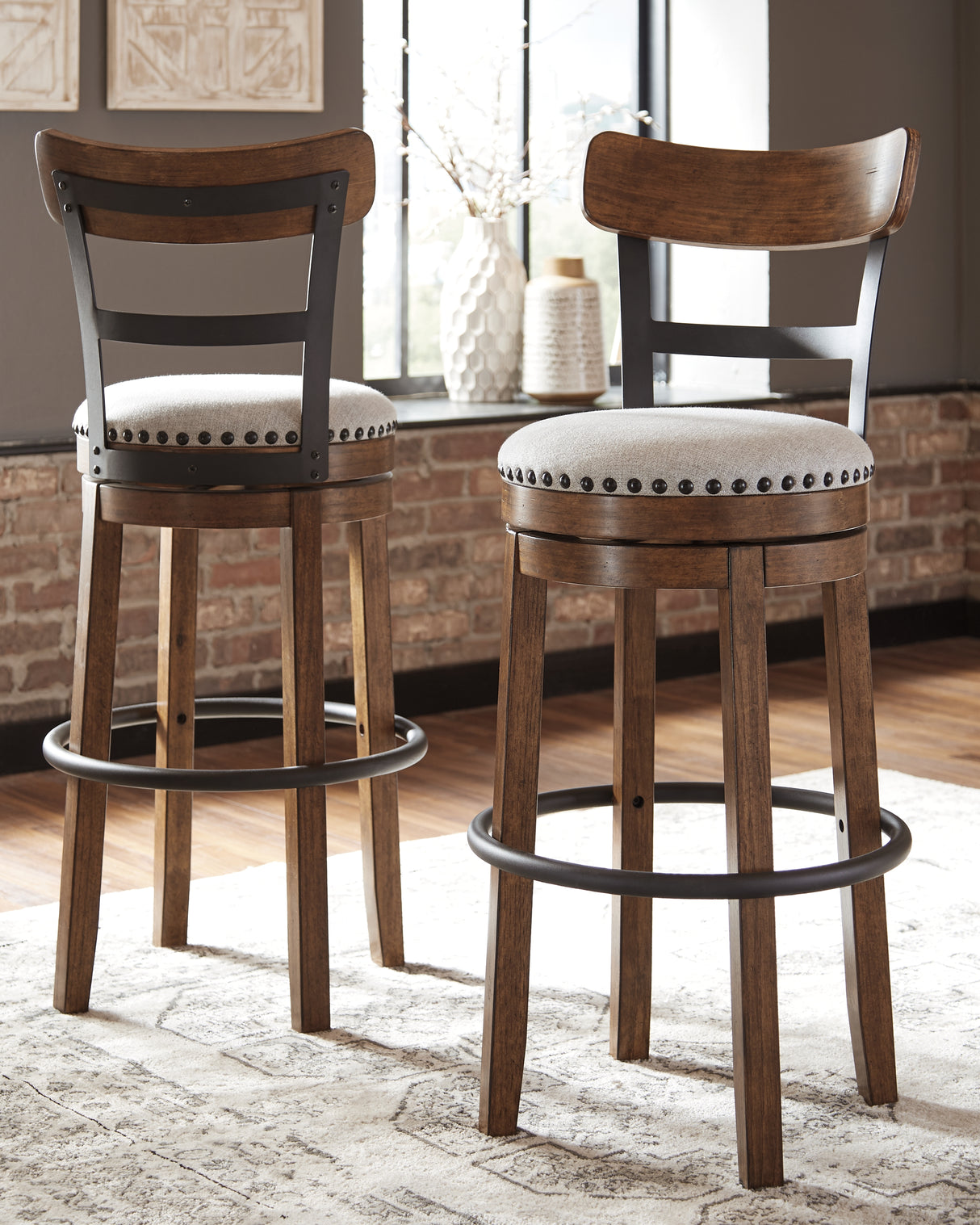 Furniture City Biloxi - Ashley Furniture - Valebeck Dining Room - Tall UPH Swivel Barstool(1/CN) / Brown - D546-430
