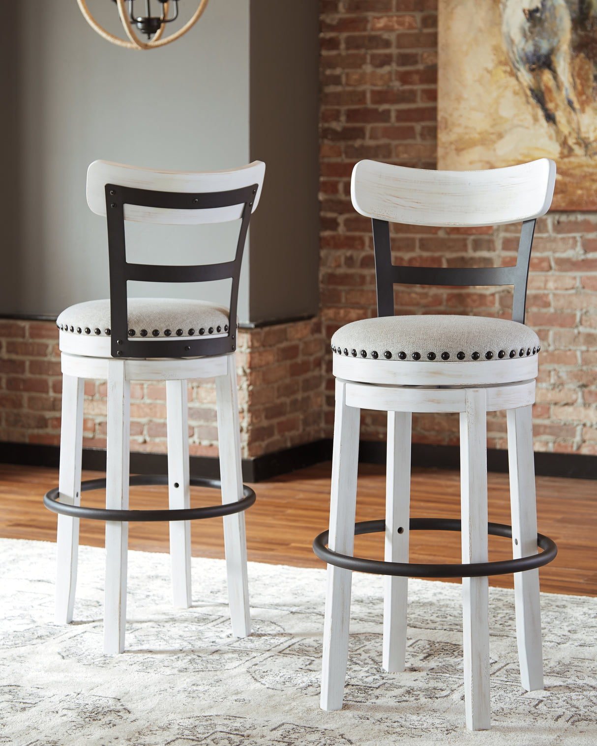 Furniture City Biloxi - Ashley Furniture - Valebeck Dining Room - Tall UPH Swivel Barstool(1/CN) / White - D546-530