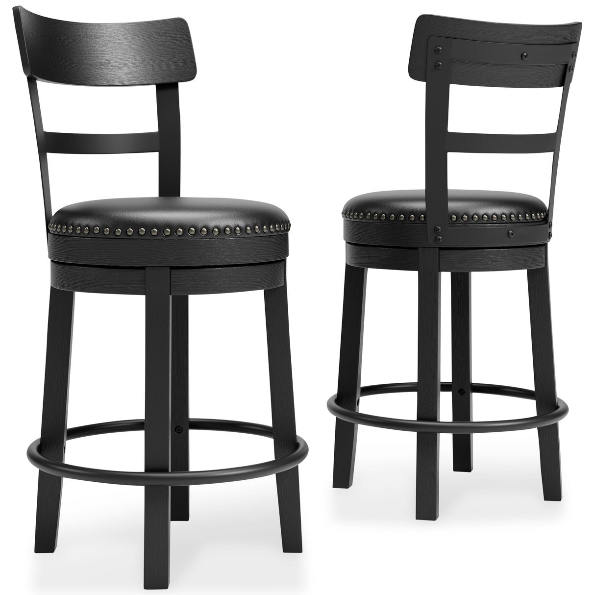 Furniture City Biloxi - Ashley Furniture - Valebeck Dining Room - UPH Swivel Barstool (1/CN) / Black - D546-624