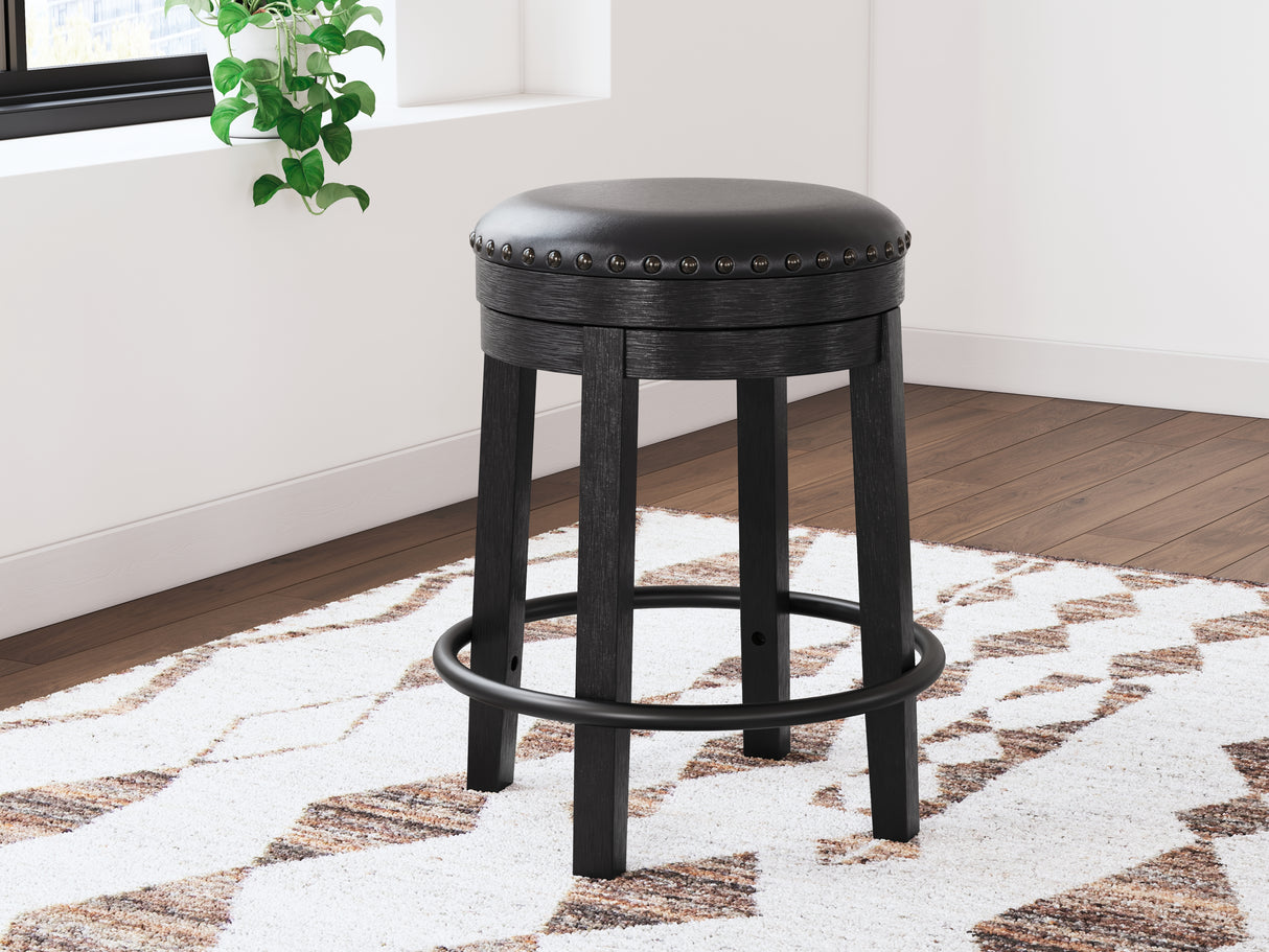 Furniture City Biloxi - Ashley Furniture - Valebeck Dining Room - UPH Swivel Stool (1/CN) / Black - D546-824