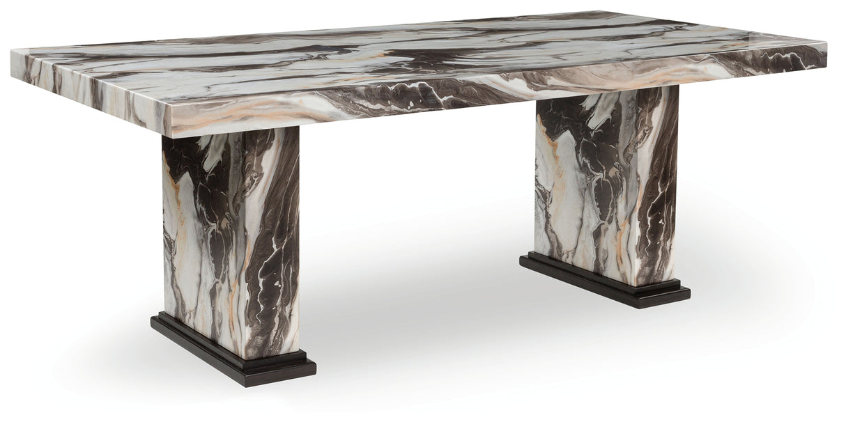 Furniture City Biloxi - Ashley Furniture - Jeshina Dining Table - Dining Table / Dark Brown/Beige - PCD581D4