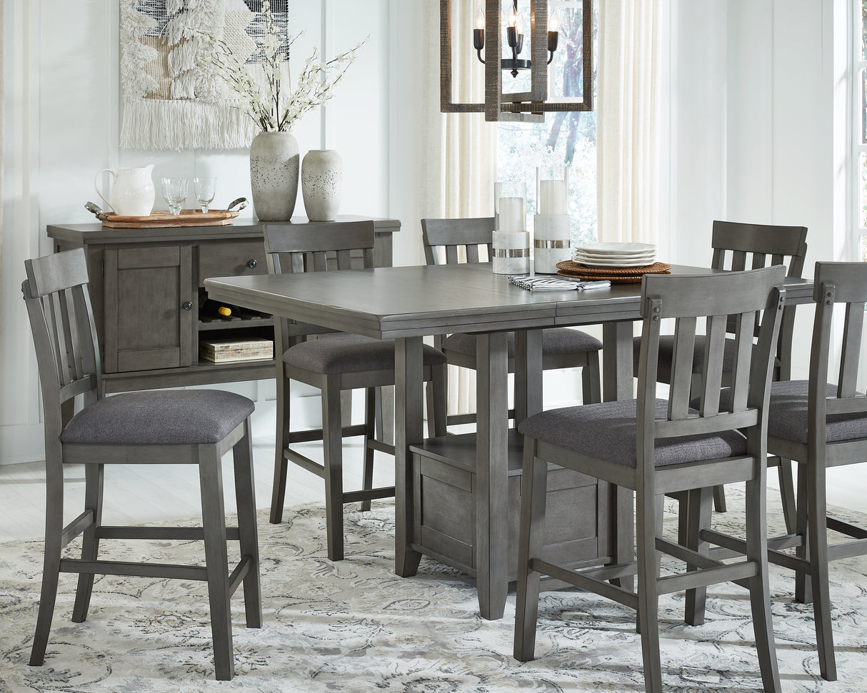 Furniture City Biloxi - Ashley Furniture - Hallanden Dining Room - RECT DRM Counter EXT Table / Gray / 42"W x 60"D x 36"H - D589-42