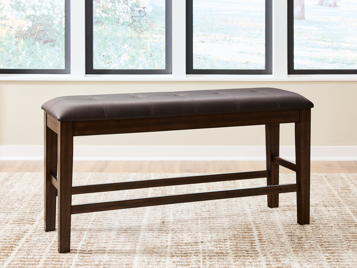 Furniture City Biloxi - Ashley Furniture - Haddigan Dining Room - DBL Counter UPH Bench (1/CN) / Dark Brown - D596-09