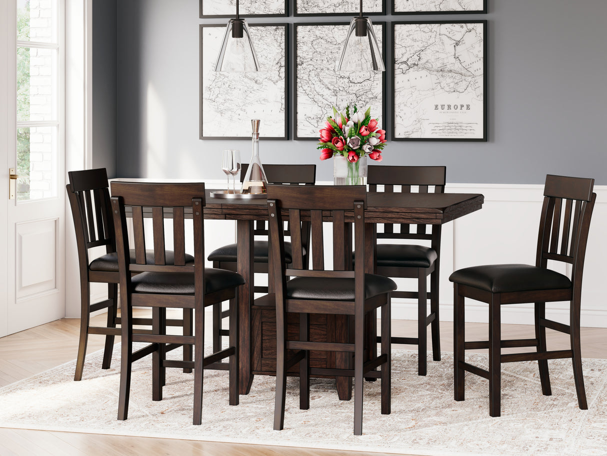Furniture City Biloxi - Ashley Furniture - Haddigan Dining Room - RECT DRM Counter EXT Table / Dark Brown - D596-42