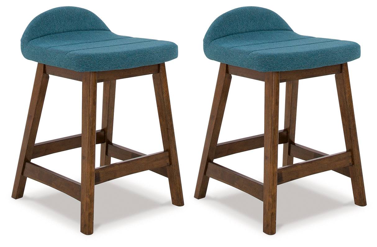Furniture City Biloxi - Ashley Furniture - Lyncott Dining Room - Counter Height Bar Stool (Set of 2) / Blue/Brown - D615-324X2