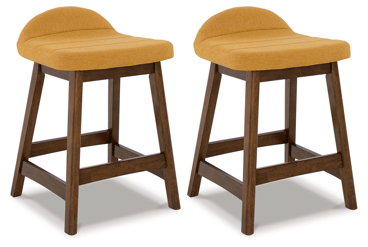 Furniture City Biloxi - Ashley Furniture - Lyncott Dining Room - Counter Height Bar Stool (Set of 2) / Mustard/Brown - D615-424X2