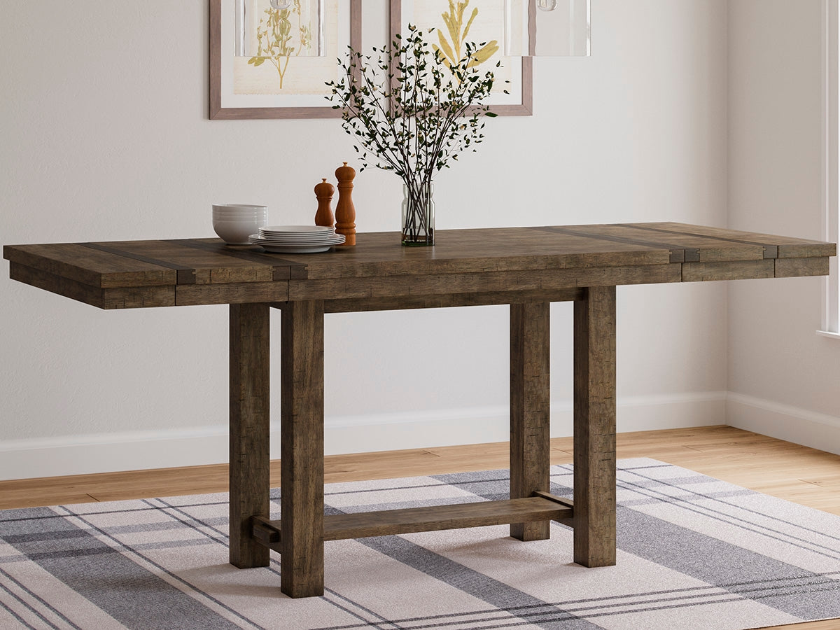 Furniture City Biloxi - Ashley Furniture - Moriville Dining Room - RECT DRM Counter EXT Table / Grayish Brown - D631-32