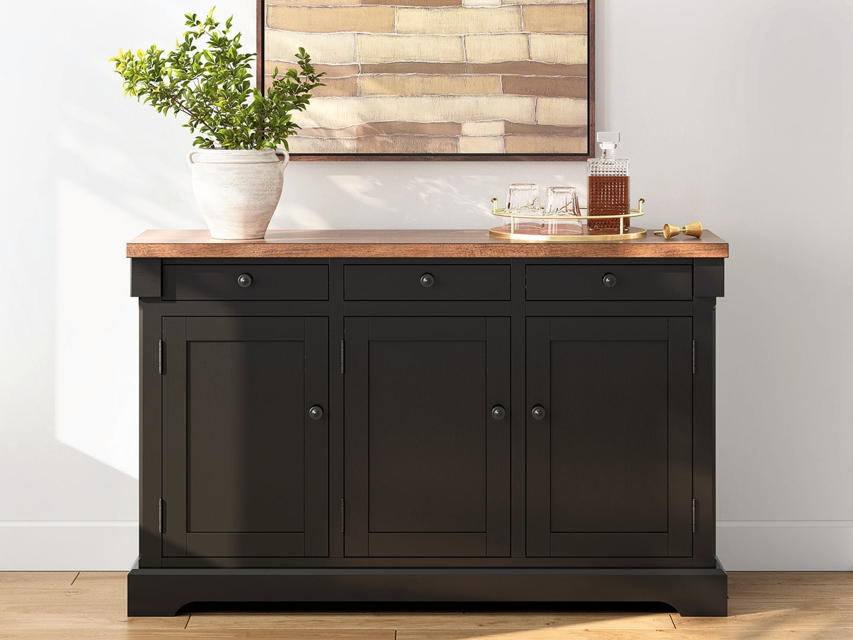 Furniture City Biloxi - Ashley Furniture - Wildenauer Dining Room - Dining Room Buffet / Brown/Black / 59"W x 18"D x 37"H - D634-80