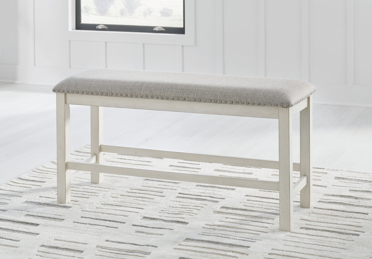 Furniture City Biloxi - Ashley Furniture - Robbinsdale Dining Room - DBL Counter UPH Bench (1/CN) / Antique White - D642-09
