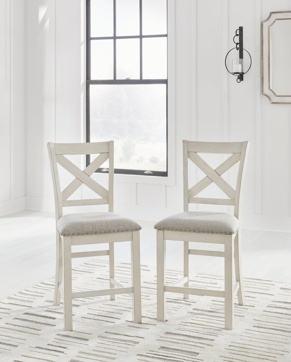Furniture City Biloxi - Ashley Furniture - Robbinsdale Dining Room - Barstool (Set of 2) / Antique White - D642-124X2