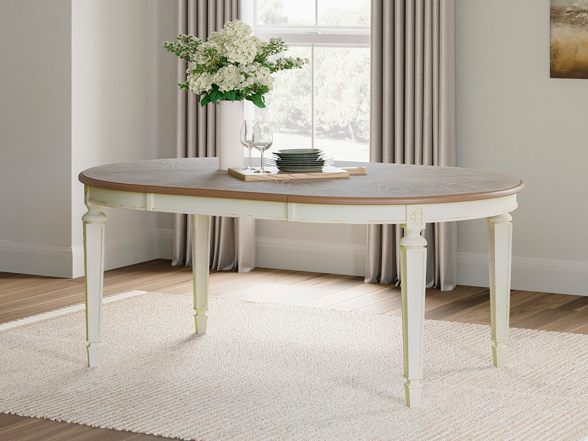 Furniture City Biloxi - Ashley Furniture - Realyn Dining Room - Oval Dining Room EXT Table / Chipped White - D743-35