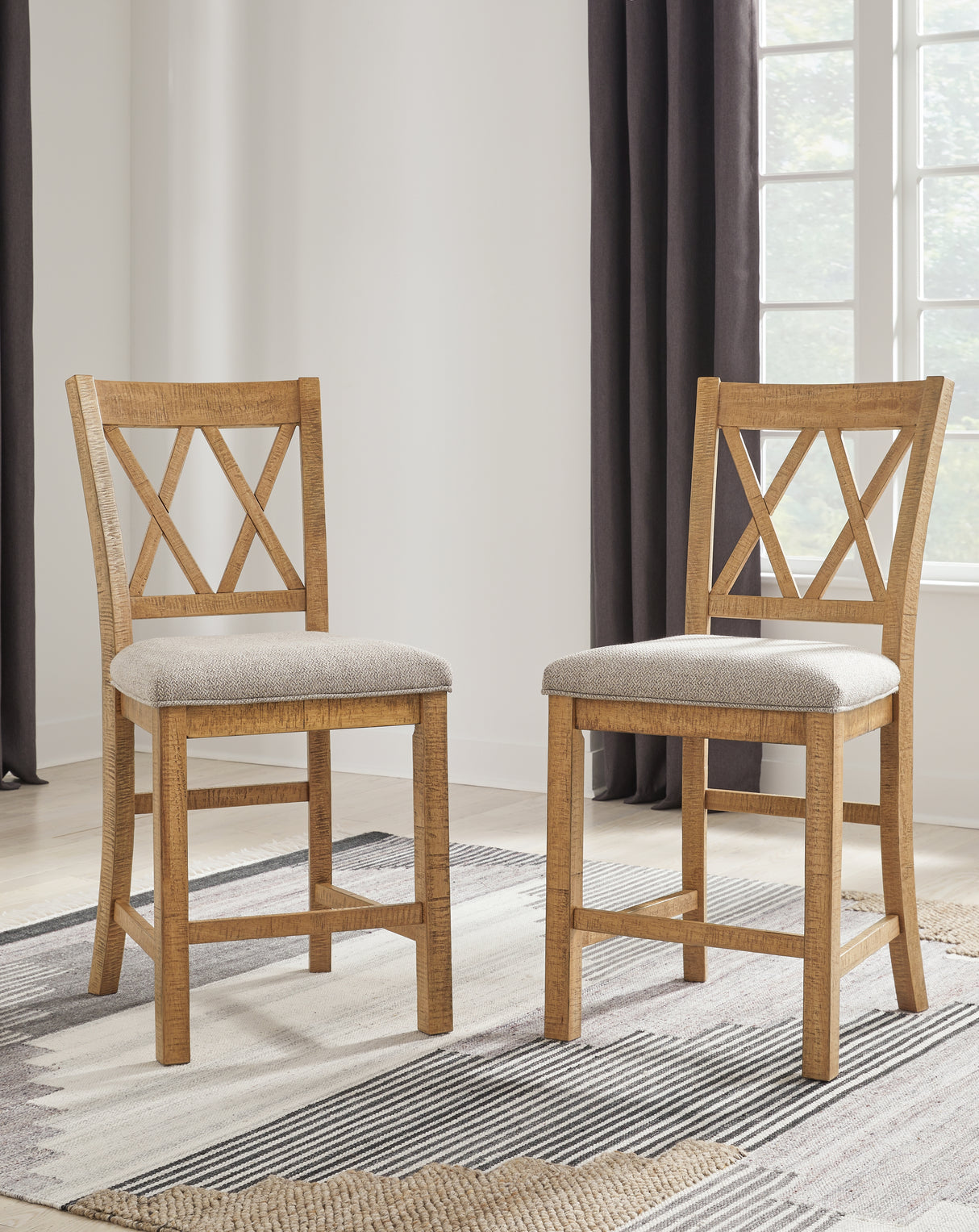 Furniture City Biloxi - Ashley Furniture - Havonplane Dining Room - Barstool (Set of 2) / Brown - D773-124X2